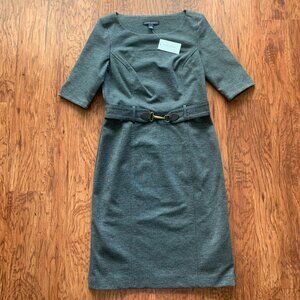Banana Republic Stretch Ponte Knit Dress with Buckle Belt Size 2 in Gray - NWT